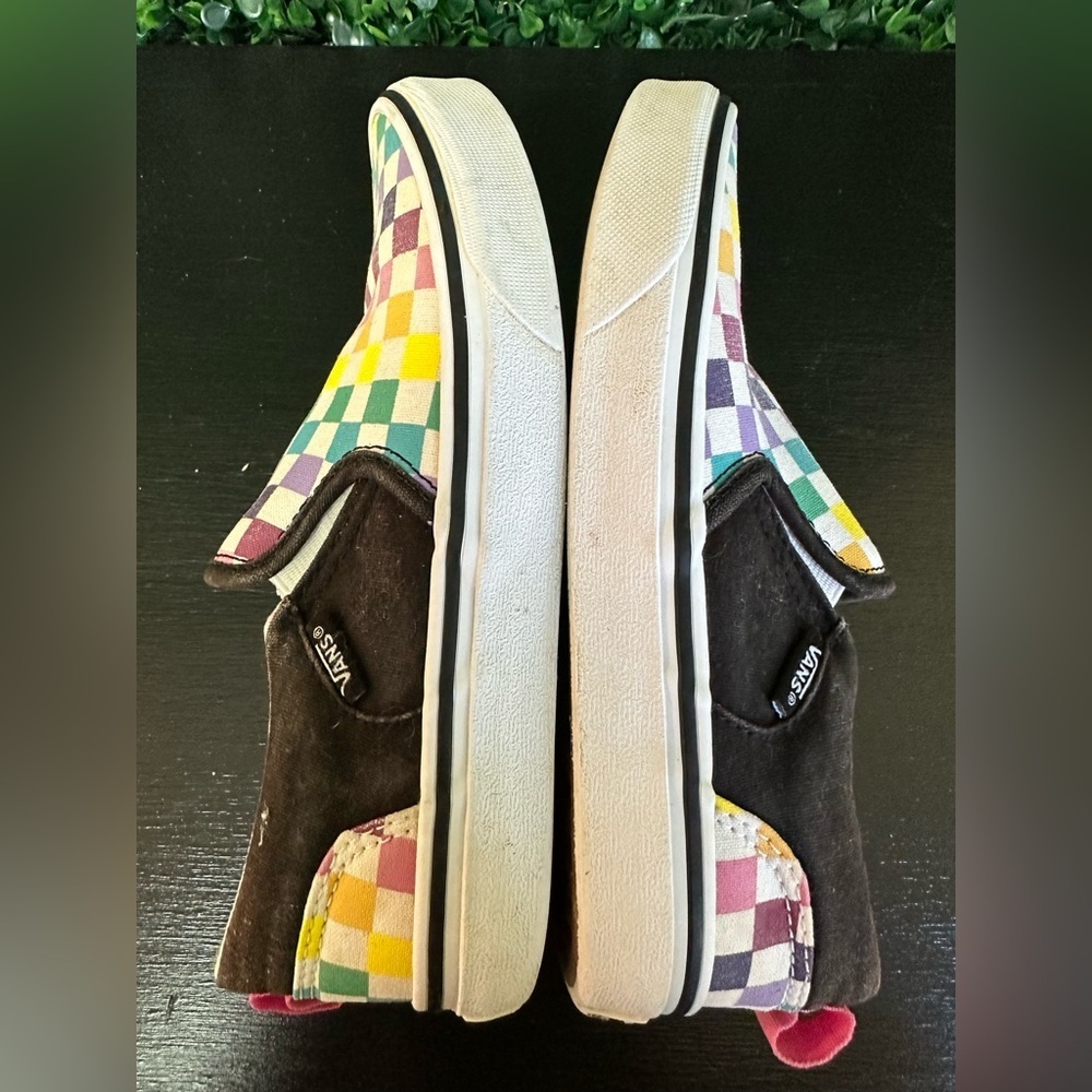 Missy Classic Slip On Rainbow Checkered Vans Sz 3 - Picture 9 of 9